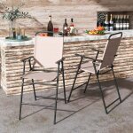Maisonchic - ensemble de 2 chaises de bar pliantes d'ext�rieur tissu respirant cadre en m�tal chaises ...