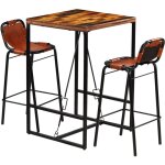 Ensemble de bar 3 pcs, table mange - debout tabouret haute cuisine set, salle  manger bistrot bois massif ...