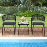 Maisonchic - ensemble de meubles 3 pcs de patio en rotin charge 180kg salon de jardin chaises rembourr�es ...