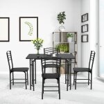 Maisonchic - ensemble table de cuisine avec 4 chaises cadre en mtal laqu table petit - djeuner pour ...