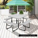Maisonchic - ensemble table de pique - nique avec 4 bancs intégrés tbale de pique - nique carrée 135kg ... Maisonchic - ensemble table de pique - nique avec 4 bancs intégrés tbale de pique - nique carrée 135kg ...