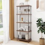 Maisonchic - etag�re � 5 niveaux biblioth�que autoportante avec cadre en m�tal �tag�re de rangement de ...