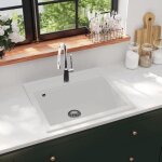 Maisonchic - evier de cuisine, bac � laver - vasque lavabo pour cuisine granit seul lavabo blanc pwfn47247 ...