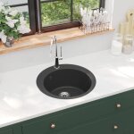 Maisonchic - evier de cuisine, bac � laver - vasque lavabo pour cuisine en granit bac unique rond noir ...
