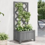 Maisonchic - jardini�re, bac � fleurs, pot de fleurs avec treillis gris bois massif de sapin con5325 ...