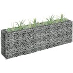 Maisonchic - jardini�re � gabion. bac � fleurs, lit sur�lev� de jardin acier galvanis� 180x30x60 cm pjhr23992 ...