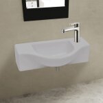 Maisonchic - lavabo de luxe, vasque � trou pour robinet c�ramique blanc pour salle de bain pwfn27779 ...