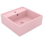 Maisonchic - lavabo salle de bain, vasque bac � laver carr� de luxe � trop - plein rose mat 41x41 cm ...