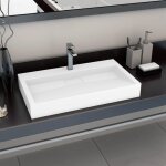 Maisonchic - lavabo, vasque de luxe, evier, bac � laver 80x46x11 cm fonte min�rale, marbre blanc pwfn81900 ...