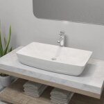 Maisonchic - lavabo, vasque de luxe, evier, bac  laver et mitigeur cramique rectangulaire blanc pwfn41495 ...