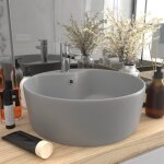 Maisonchic - lavabo, vasque de luxe, vier, bac  laver de luxe avec trop - plein gris clair mat 36x13cm ...