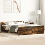 Maisonchic - lit adulte - 140 x 190 cm, cadre de lit t�te de lit et pied de lit ch�ne fum� 140x190 cm ...