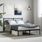 Maisonchic - lit adulte - 140 x 190 cm, lit double, cadre de lit métal avec tête de lit noir 140x190 ... Maisonchic - lit adulte - 140 x 190 cm, lit double, cadre de lit métal avec tête de lit noir 140x190 ...