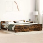 Maisonchic - lit adulte - 160 x 200 cm, cadre de lit t�te de lit et pied de lit ch�ne fum� 160x200 cm ...