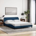 Maisonchic - lit adulte - 160x200 cm + t�te de lit bleu tissu peor76078 design in