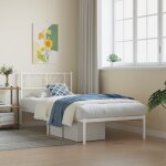 Maisonchic - lit adulte - 90 x 190 cm, lit simple, cadre de lit mtal avec tte de lit blanc 90x190 cm ...