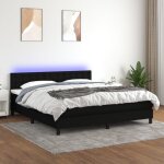 Maisonchic - lit double, 180x200 cm + sommier tapissier avec matelas  ressorts ensach + led noir tissu ...