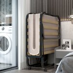 Maisonchic - lit pliant sur roulettes 90 x 200 x 41 cm lit d'appoint avec matelas en mousse 10 cm pour ...