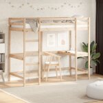 Maisonchic - lit superpos - 100x200 cm, lit jeune, lit enfants avec bureau bois de pin massif peor69039 ...