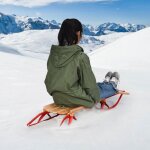 Luge en bois et acier  patins avec barre de direction traneau en bois pour la neige charge 150kg adaptes ...