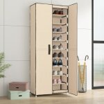 Maisonchic - meuble  chaussures, armoire  chaussures, meuble d'entre crme 60x30x166 cm tissu design ...