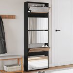 Maisonchic - meuble  chaussures, armoire  chaussures, meuble d'entre avec miroir 5 niveaux noir 63x17x169, ...