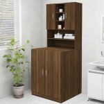 Maisonchic - meuble pour machine � laver, armoire de salle de bain, meuble de salle de bain ch�ne marron ...