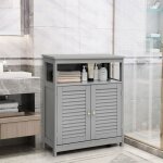 Maisonchic - meuble rangement salle de bain pieds bois 2 portes gris cwxt8177 design in