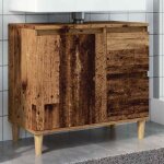 Maisonchic - meuble de salle de bain, armoire lavabo, meuble sous vasque vieux bois 65x33x60 cm bois ...