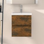 Maison chic - meuble sous vasque, armoire d'�vier, meuble de salle de bain ch�ne fum� 41x38, 5x45 cm ...