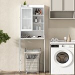 Maisonchic - meuble wc au - dessus toilettes porte vitr�e coulissante rangement industriel m�tal �tag�res ...