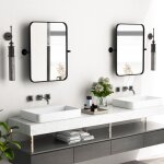 Miroir rectangulaire pivotant noir encadr� en m�tal de 76, 5 x 56 cm miroir mural inclinable rectangulaire ...