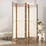 Maisonchic - paravent, cloison de séparation pliante 4 panneaux 160 cm bambou et toile fr652901 design ... Maisonchic - paravent, cloison de séparation pliante 4 panneaux 160 cm bambou et toile fr652901 design ...