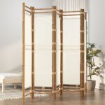 Maisonchic - paravent, cloison de séparation pliante 5 panneaux 200 cm bambou et toile fr148005 design ... Maisonchic - paravent, cloison de séparation pliante 5 panneaux 200 cm bambou et toile fr148005 design ...
