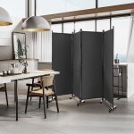 Paravent � roulettes 4 panneaux pliable brise - vue cloison de s�paration pi�ce sur pied prot�ger priv�e ...