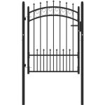 Portail, porte de jardin, portillon de cl�ture avec pointes acier 100x125 cm noir wfe449101 design in ...