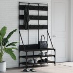 Maisonchic - porte manteau, meuble d'entrée avec Étagère à chaussures, porte - vêtements noir 100x40x184 ... Maisonchic - porte manteau, meuble d'entrée avec Étagère à chaussures, porte - vêtements noir 100x40x184 ...