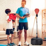 Punching ball sur pied rglable en hauteur 140 - 158 cm avec gants base lest avec ventouses pour enfants ...