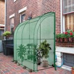 Serre de jardin adosse en pe 198, 5x98x215cm avec tagre  plantes 3 niveaux 2 portes zippes impermable ...