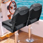 Maisonchic - siège de bateau 2 pcs avec mousse Épaisse charnière en métal bleu et blanc 50x42x52cm noir ... Maisonchic - siège de bateau 2 pcs avec mousse Épaisse charnière en métal bleu et blanc 50x42x52cm noir ...