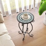 Maisonchic - table d'appoint ronde de jardin avec plateau mosaïque en carreaux de céramique table basse ... Maisonchic - table d'appoint ronde de jardin avec plateau mosaïque en carreaux de céramique table basse ...