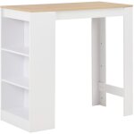 Maisonchic - table de bar, table haut, table de cuisine avec etag�re blanc 110x50x103 cm pjqw61625 design ...
