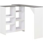 Maisonchic - table de bar, table haut, table de cuisine avec tablette amovible blanc 138x39x110 cm pjqw47311 ...