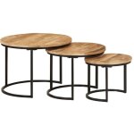 Maisonchic - tables basses gigognes 3 pcs tables de salon, bouts de canap� tables d'appoint bois de manguier ...