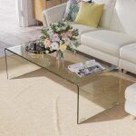 Maisonchic - table basse rectangulaire en verre trempé 108x50x35 cm table de salon en forme de u avec ... Maisonchic - table basse rectangulaire en verre trempé 108x50x35 cm table de salon en forme de u avec ...