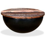 Maisonchic - table basse, table de salon, bout de canapé bois de récupération massif noir forme de bol ... Maisonchic - table basse, table de salon, bout de canapé bois de récupération massif noir forme de bol ...