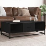 Maisonchic - table basse, table de salon, bout de canap� noir 100x57x35 cm bois d'ing�nierie et m�tal ...
