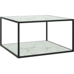 Maisonchic - table basse, table de salon, bout de canapé noir avec verre marbre blanc 90x90x50 cm wfe592088 ... Maisonchic - table basse, table de salon, bout de canapé noir avec verre marbre blanc 90x90x50 cm wfe592088 ...
