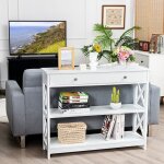 Maisonchic - table de console table d'entrée avec 1 tiroir et 2 etagères de rangement pour couloir salon100 ... Maisonchic - table de console table d'entrée avec 1 tiroir et 2 etagères de rangement pour couloir salon100 ...