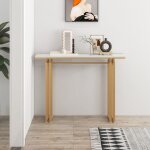 Maisonchic - table console marbre meuble d'entre cadre en mtal design noir pour entre couloir salon ...